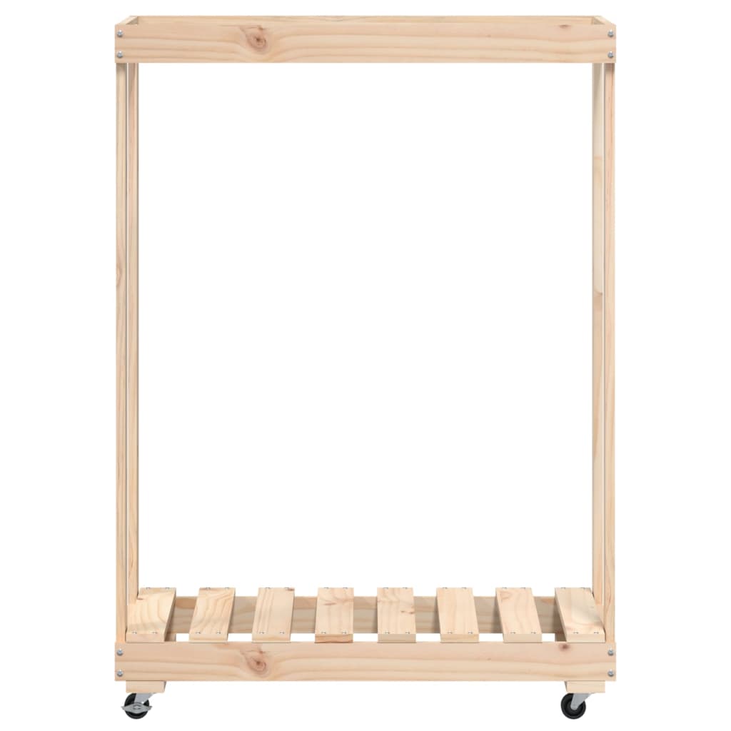 vidaXL Stojak na drewno, z kółkami, 76,5x40x108 cm, drewno sosnowe