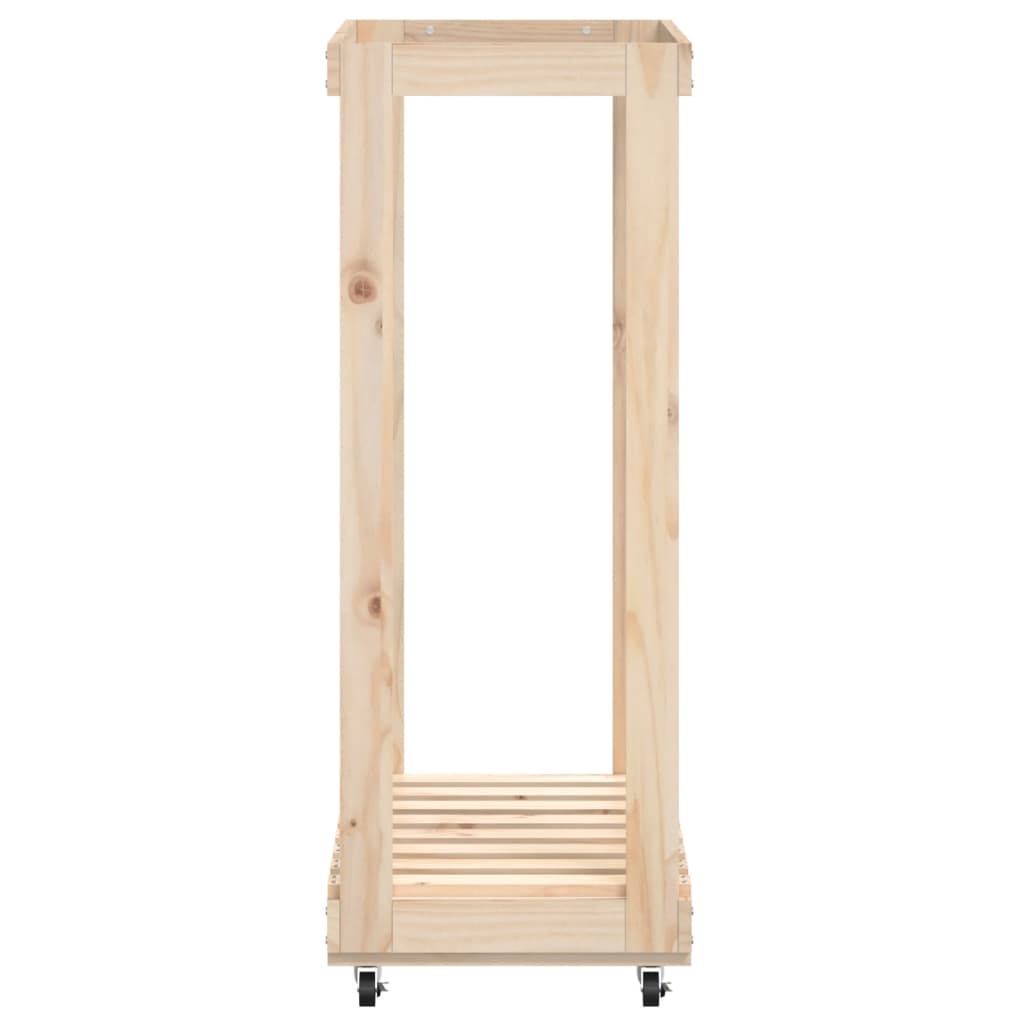 vidaXL Stojak na drewno, z kółkami, 76,5x40x108 cm, drewno sosnowe