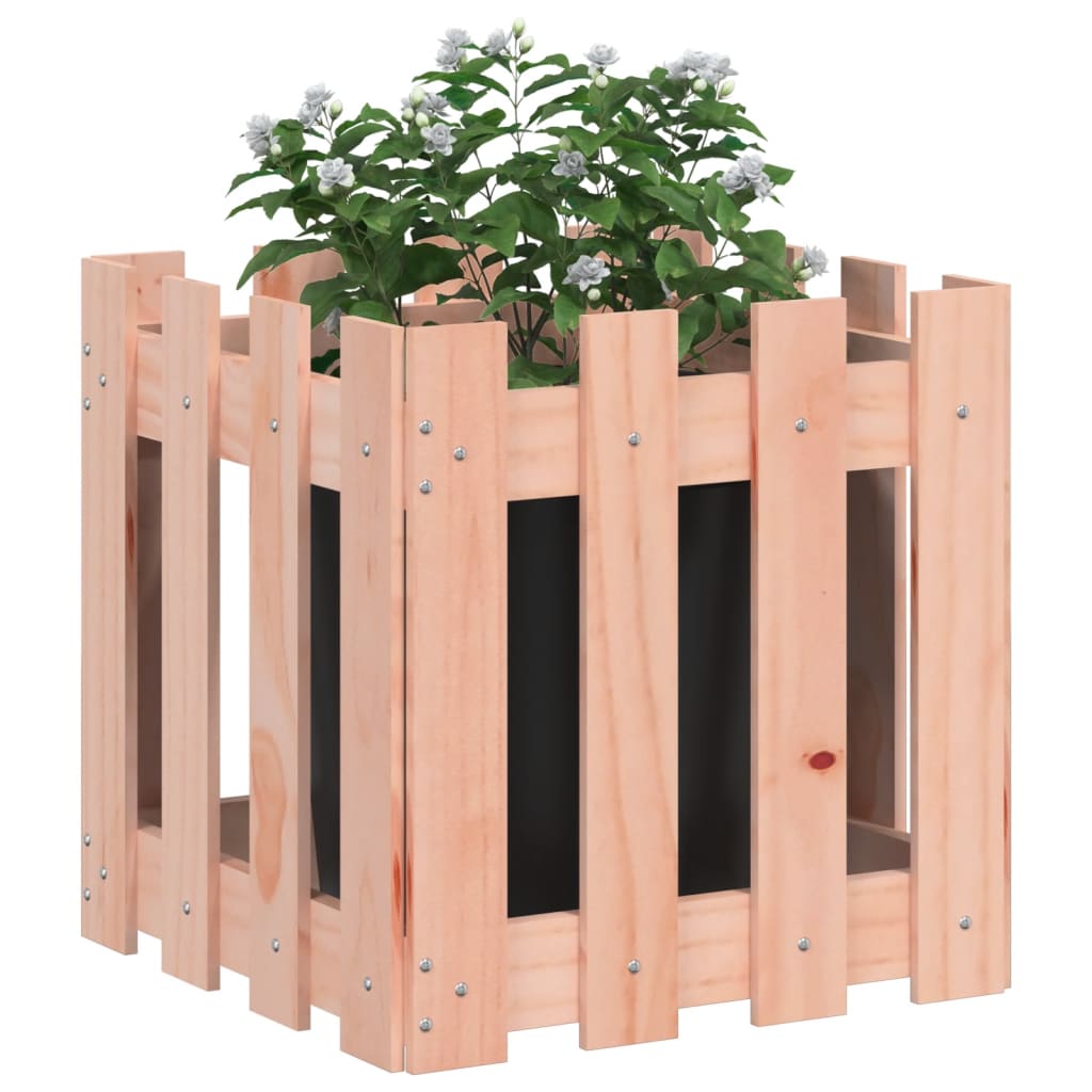 vidaXL Donica ogrodowa z płotkiem, 40x40x40 cm, lite drewno daglezjowe