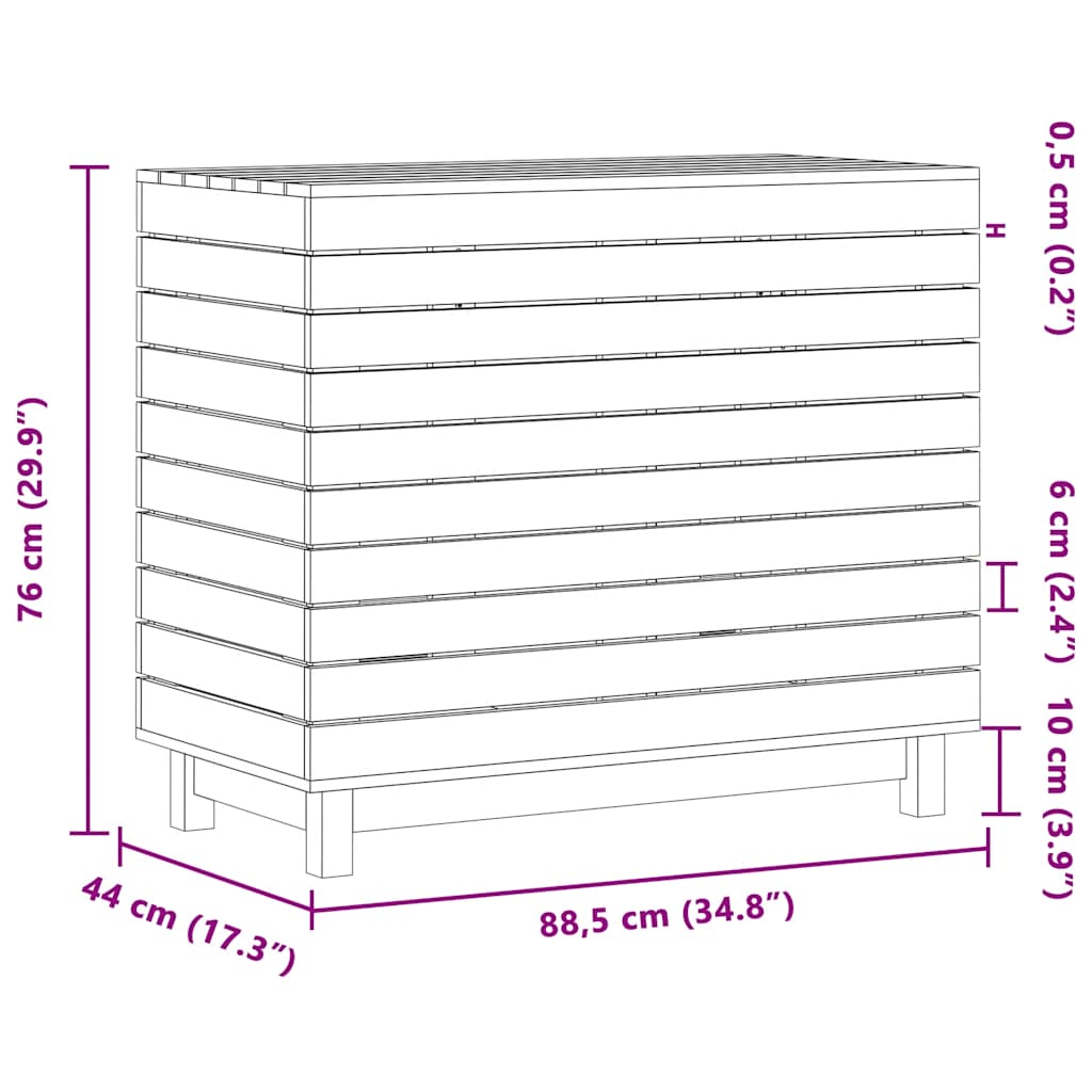 vidaXL Kosz na pranie, 88,5x44x76 cm, lite drewno sosnowe