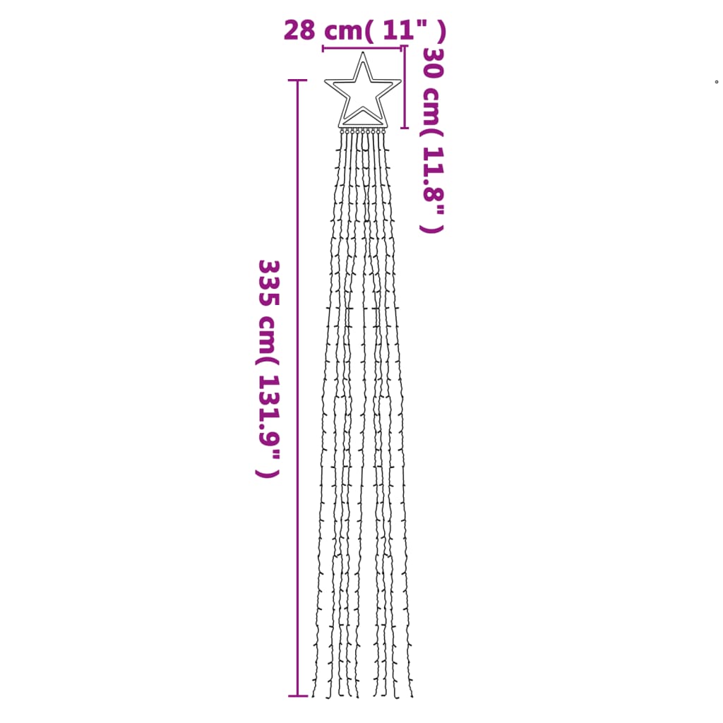 vidaXL Lampki choinkowe, 320 LED, kolorowe, 375 cm