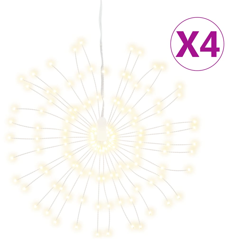 vidaXL Ozdoby świąteczne ze 140 lampkami LED, 4 szt, ciepła biel, 17cm
