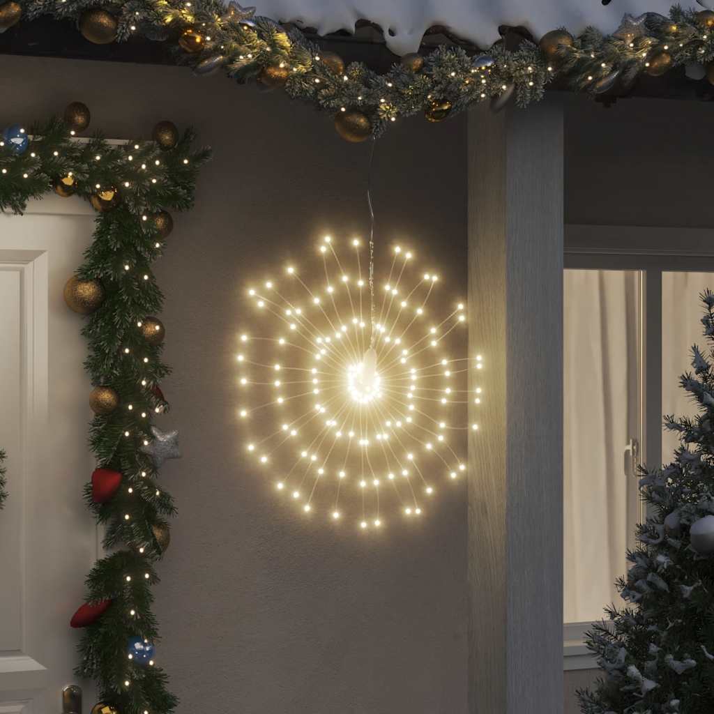 vidaXL Ozdoby świąteczne ze 140 lampkami LED, 4 szt, ciepła biel, 17cm