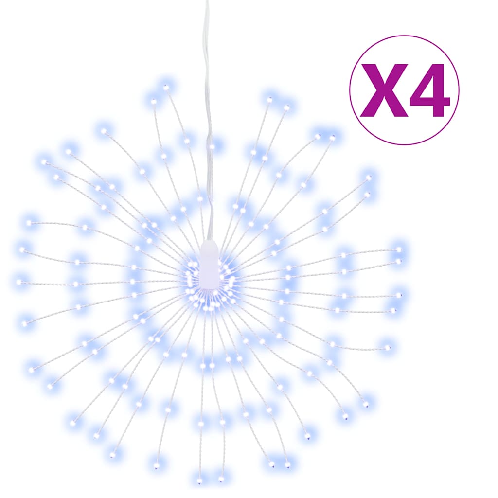 vidaXL Ozdoby świąteczne ze 140 lampkami LED, 4 szt, zimna biel, 17 cm