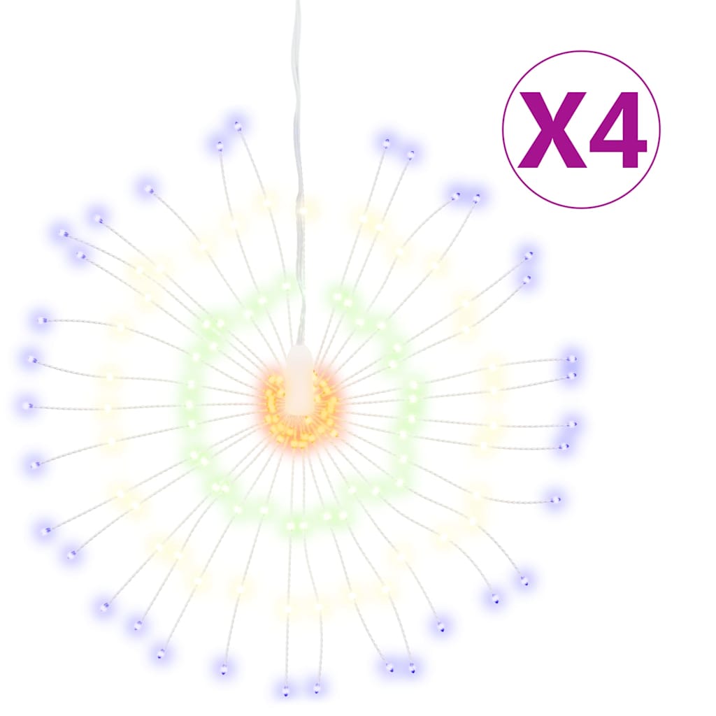 vidaXL Ozdoby świąteczne ze 140 lampkami LED, 4 szt., kolorowe, 17 cm