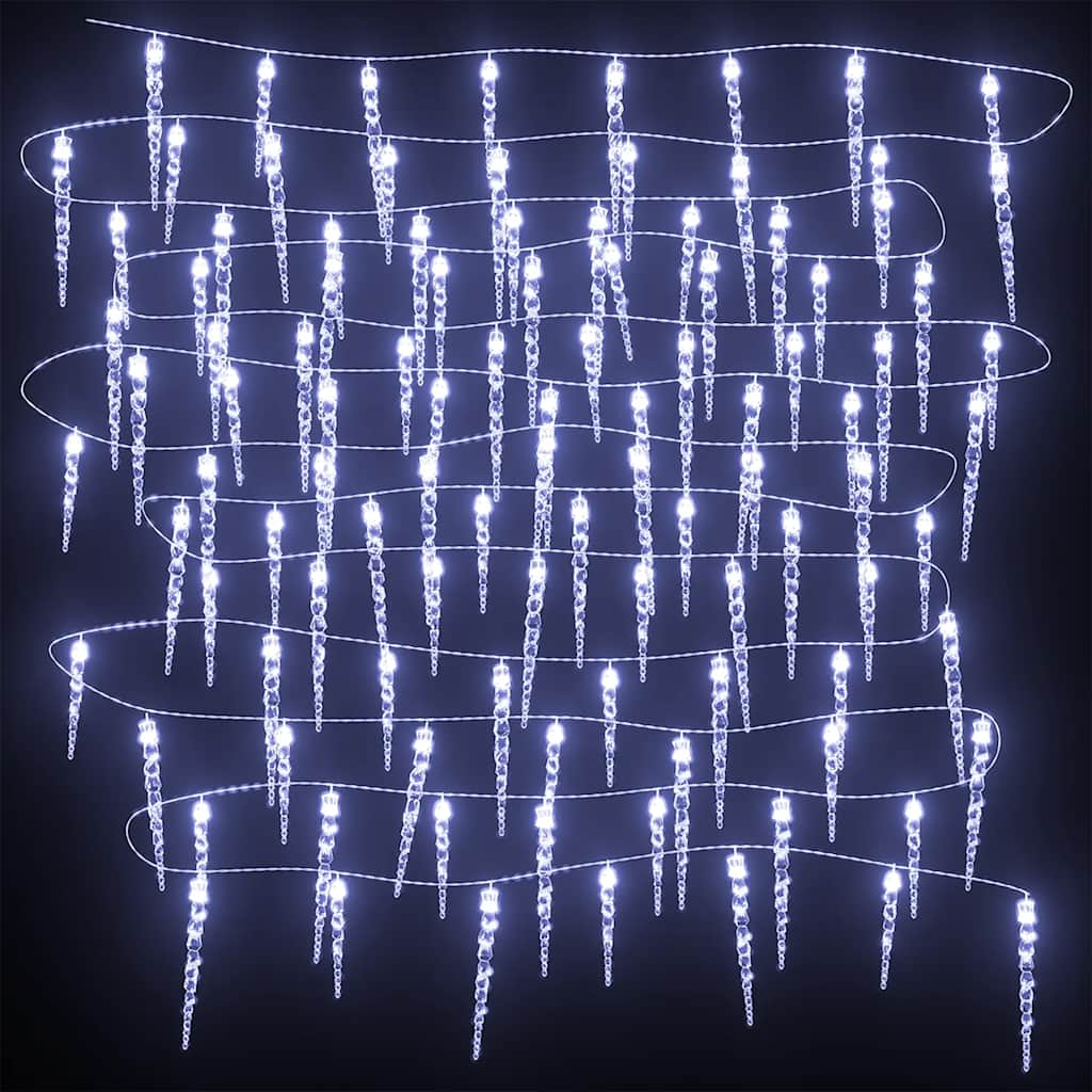 vidaXL Świąteczna lampa sopelkowa 200 diod LED Zimna biel 20 m Akryl PVC