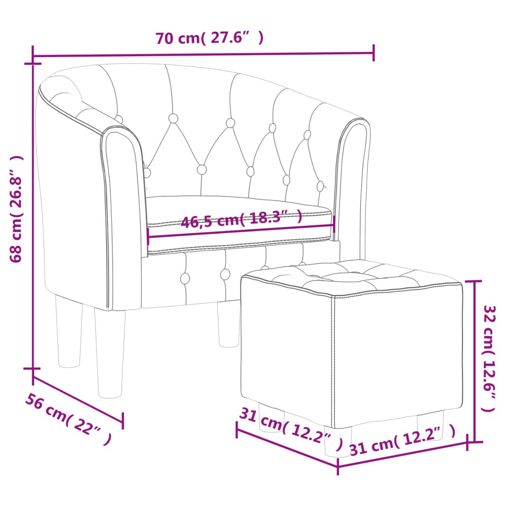 vidaXL Fotel klubowy z podnóżkiem, winna czerwień, sztuczna skóra