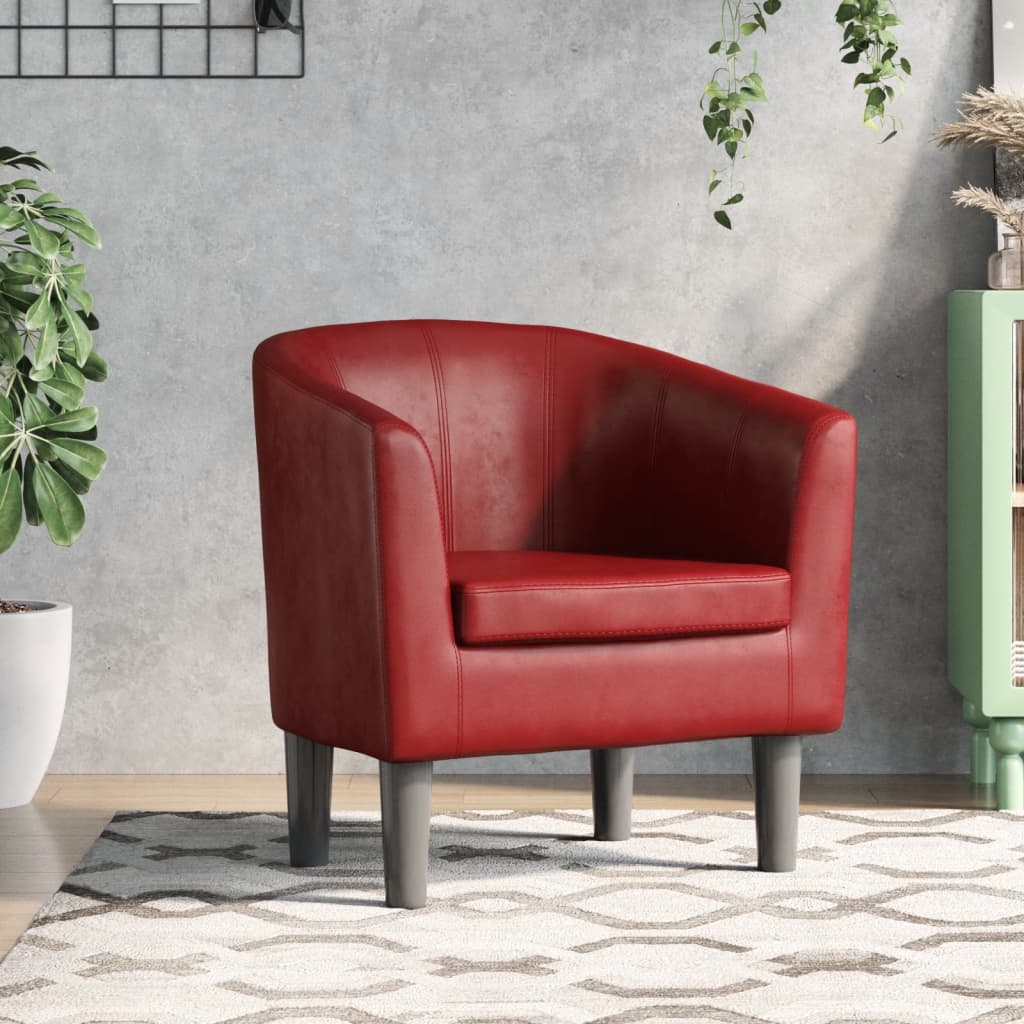 vidaXL Fotel klubowy, winna czerwień, obity sztuczną skórą
