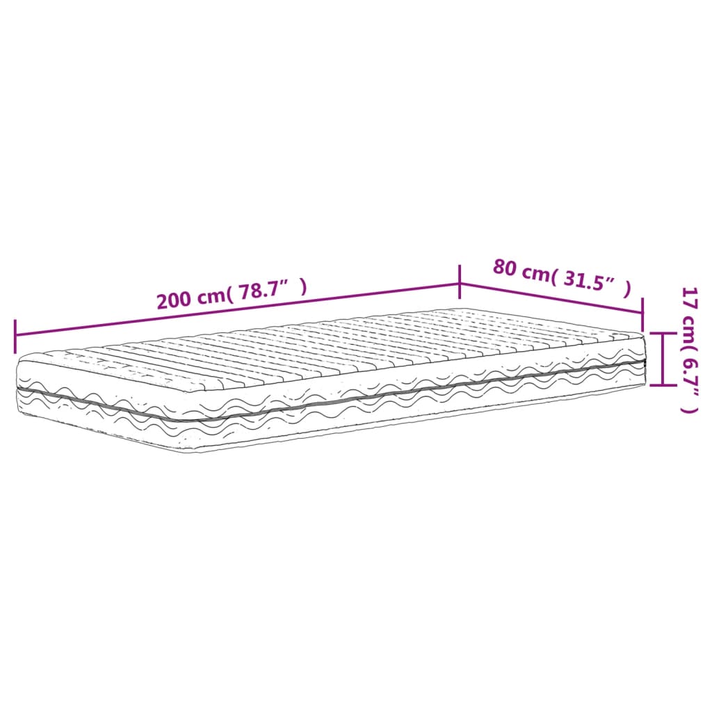 vidaXL Materac piankowy, biały, 80x200 cm, twardość H2/H3