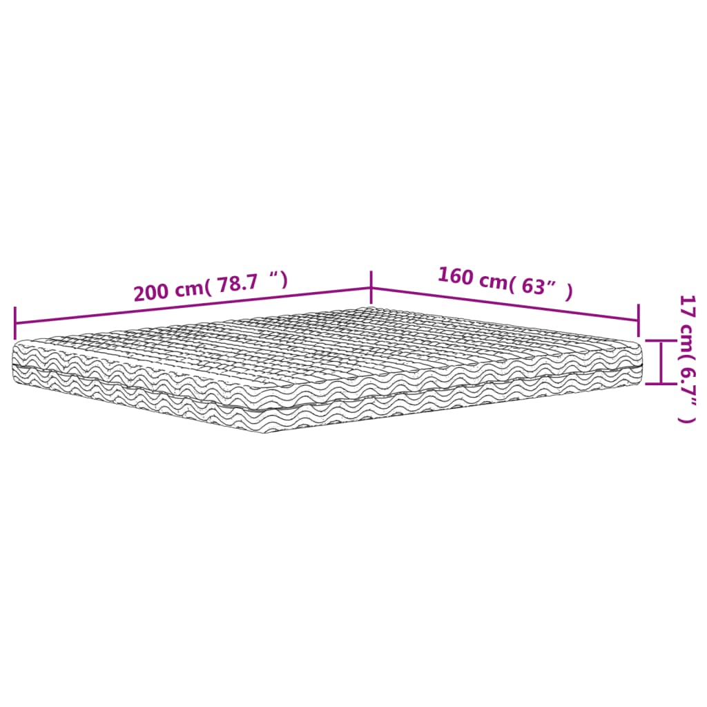 vidaXL Materac piankowy, biały, 160x200 cm, twardość H2/H3