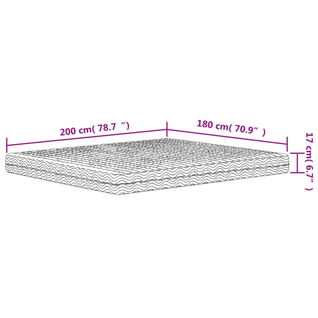 vidaXL Materac piankowy, biały, 180x200 cm, twardość H2/H3