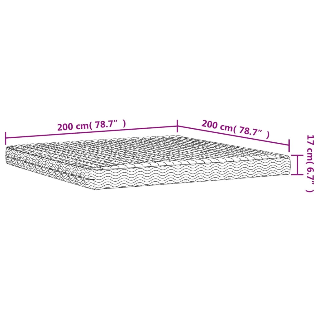 vidaXL Materac piankowy, biały, 200x200 cm, twardość H2/H3