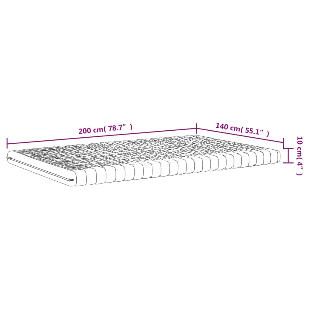 vidaXL Materac piankowy, biały 140x200 cm, 7-strefowy, twardość 20 ILD