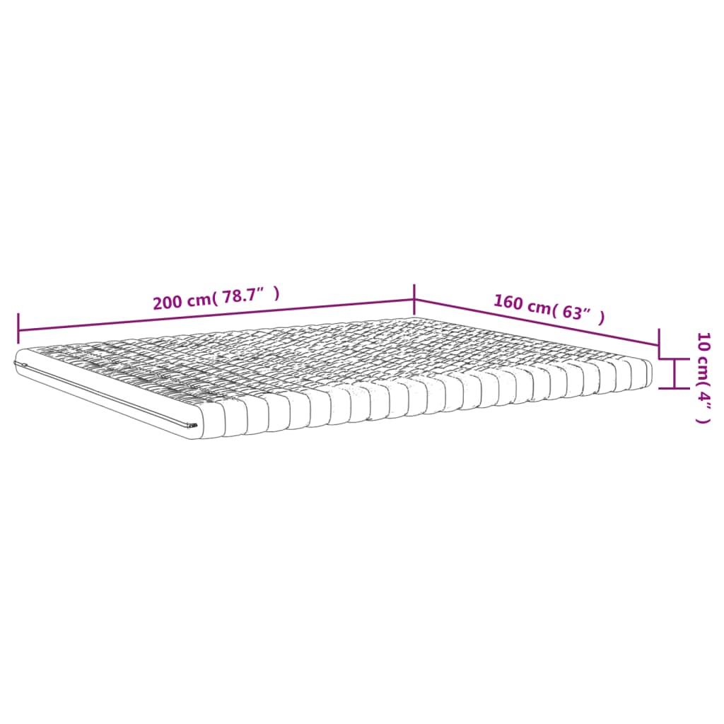 vidaXL Materac piankowy, biały 160x200 cm, 7-strefowy, twardość 20 ILD