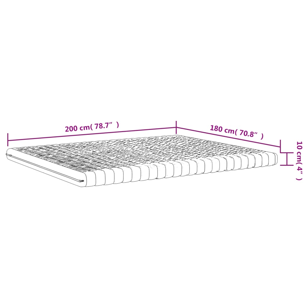 vidaXL Materac piankowy, biały 180x200 cm, 7-strefowy, twardość 20 ILD
