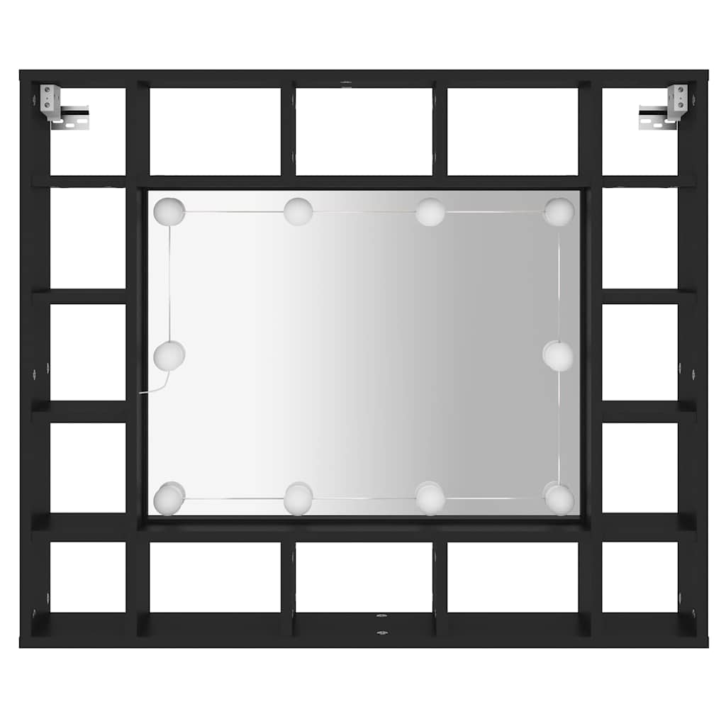 vidaXL Szafka z lustrem i oświetleniem LED, czarna, 91x15x76,5 cm
