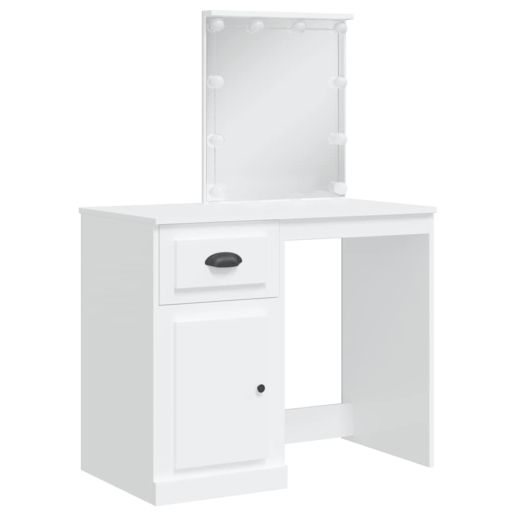 vidaXL Toaletka z lampkami LED, biała, 90x42x132,5 cm