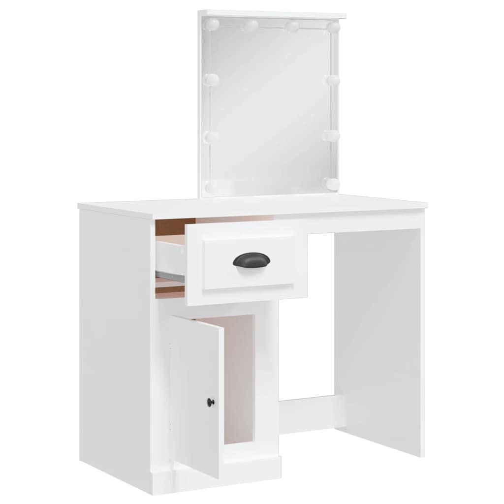 vidaXL Toaletka z lampkami LED, biała, 90x42x132,5 cm