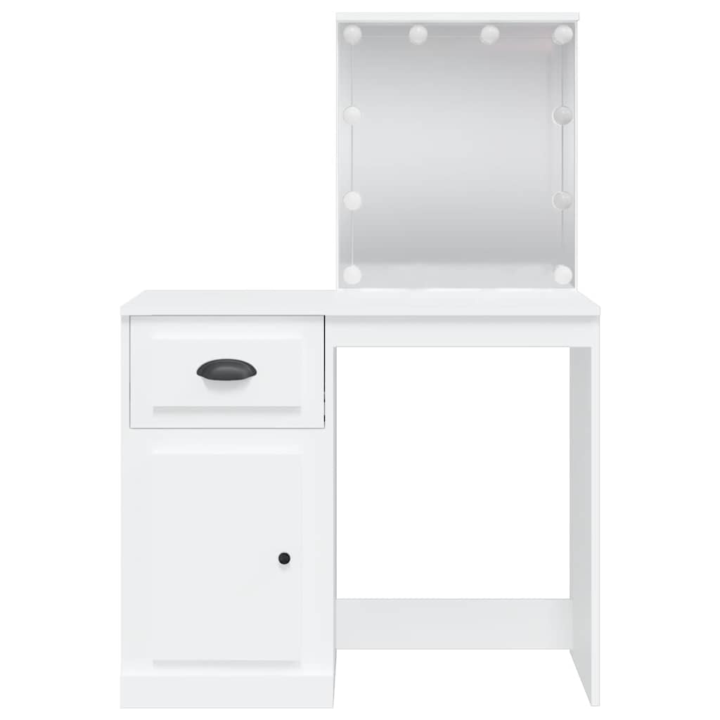 vidaXL Toaletka z lampkami LED, biała, 90x42x132,5 cm