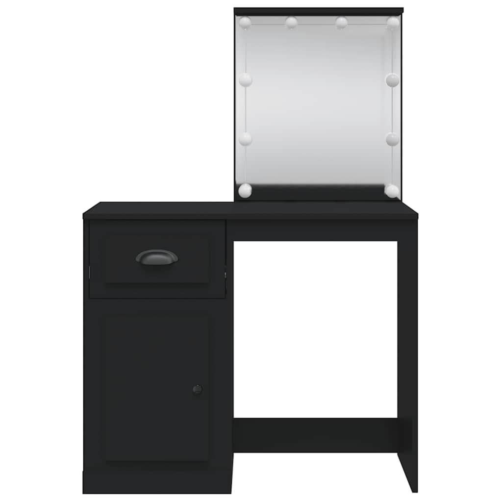 vidaXL Toaletka z lampkami LED, czarna, 90x42x132,5 cm