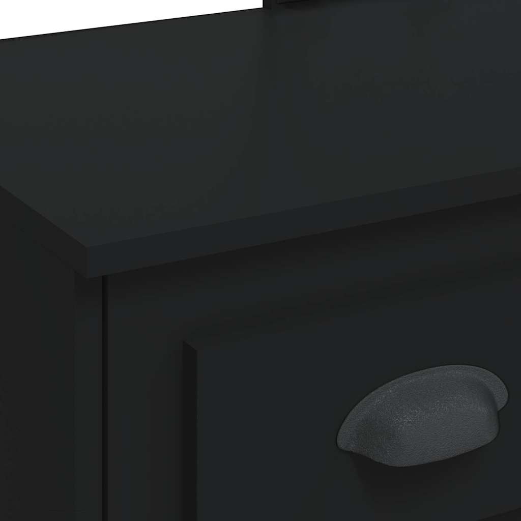 vidaXL Toaletka z lampkami LED, czarna, 90x42x132,5 cm