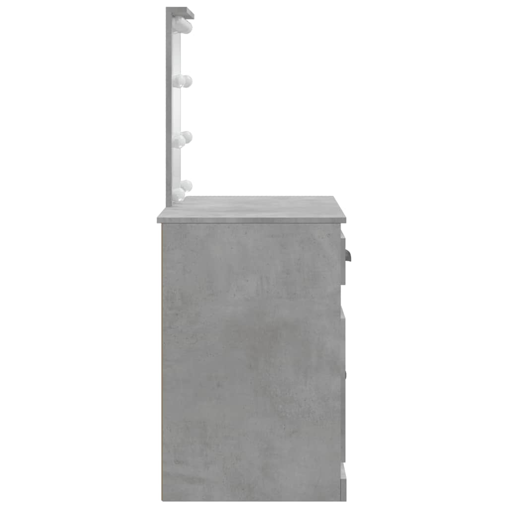 vidaXL Toaletka z lampkami LED, szarość betonu, 90x42x132,5 cm