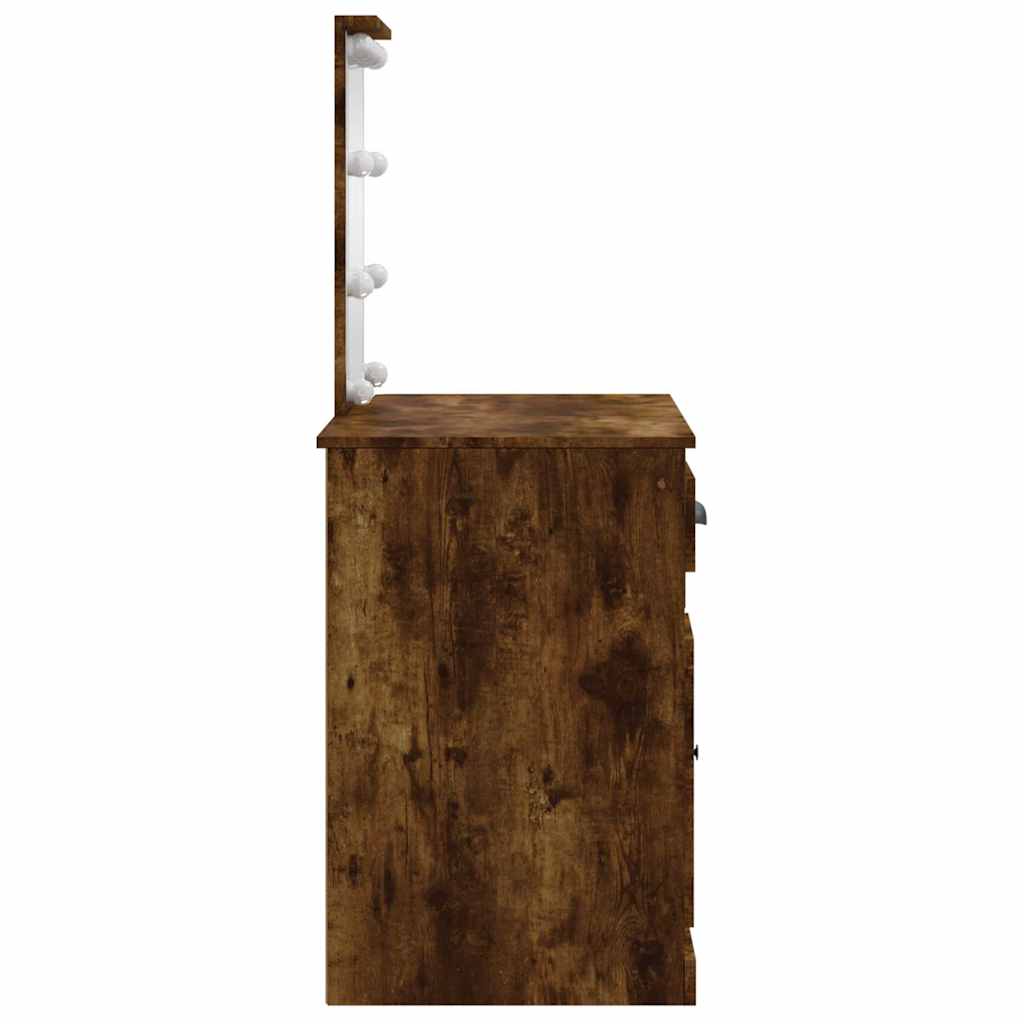 vidaXL Toaletka z oświetleniem LED, przydymiony dąb, 90x42x132,5 cm