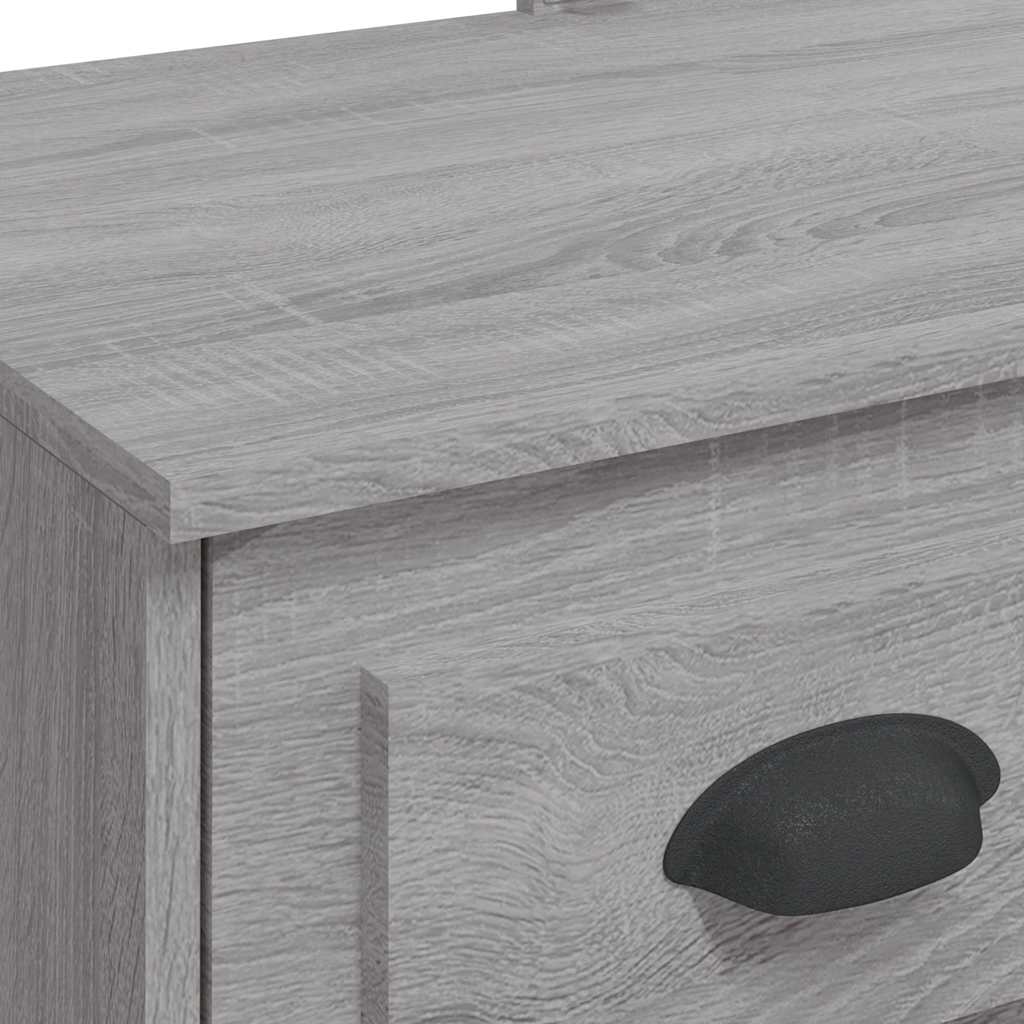 vidaXL Toaletka z lampkami LED, szary dąb sonoma, 90x42x132,5 cm