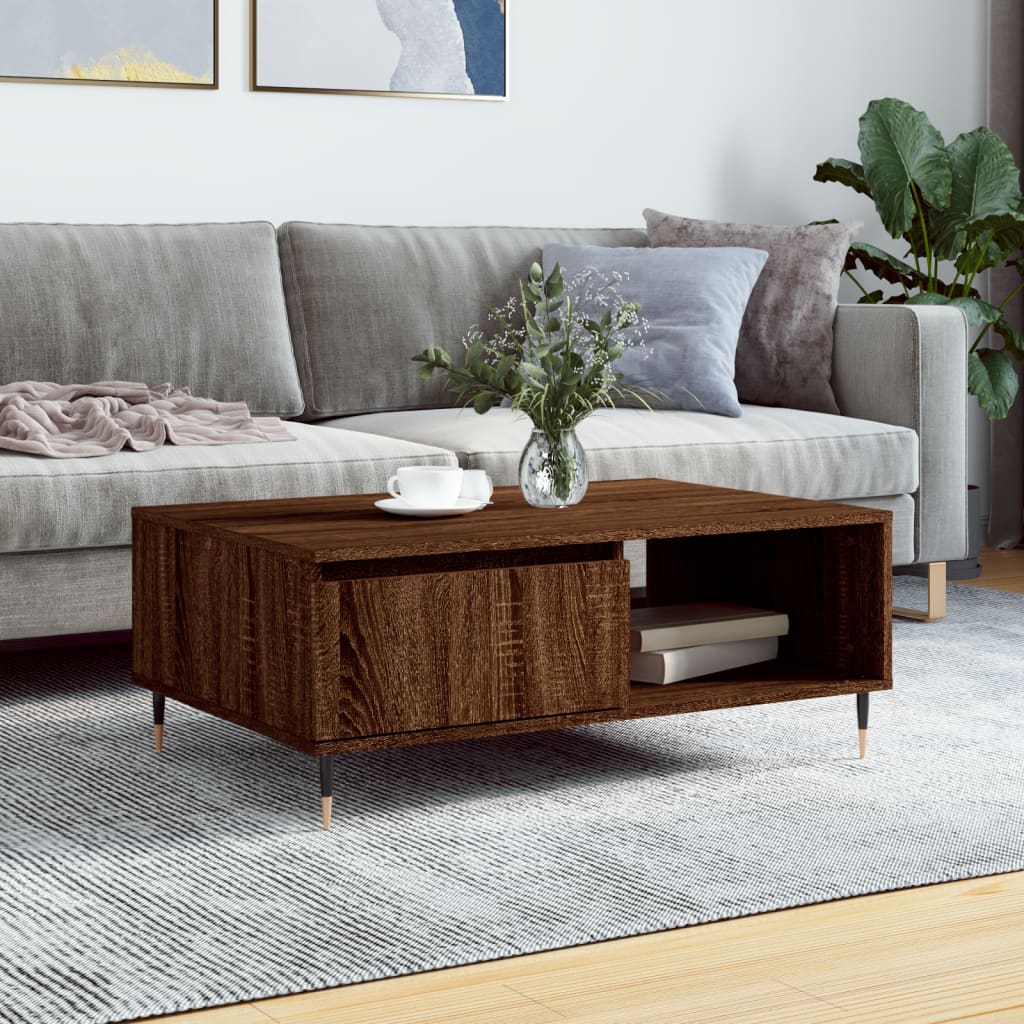 vidaXL Stolik kawowy, brązowy dąb, 90x60x35cm, materiał drewnopochodny