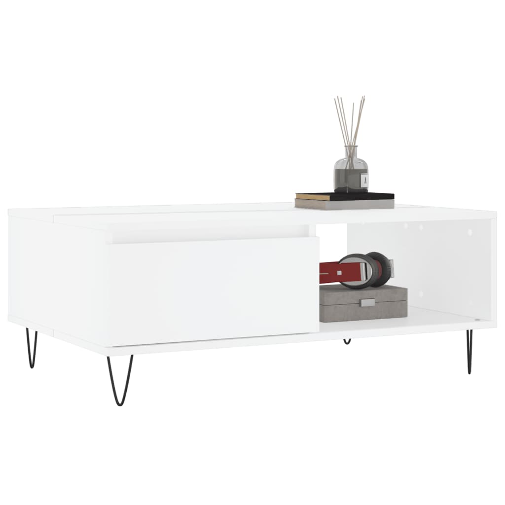vidaXL Stolik kawowy, biały, 90x60x35 cm, materiał drewnopochodny