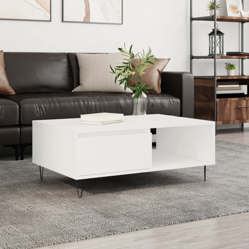 vidaXL Stolik kawowy, biały, 90x60x35 cm, materiał drewnopochodny
