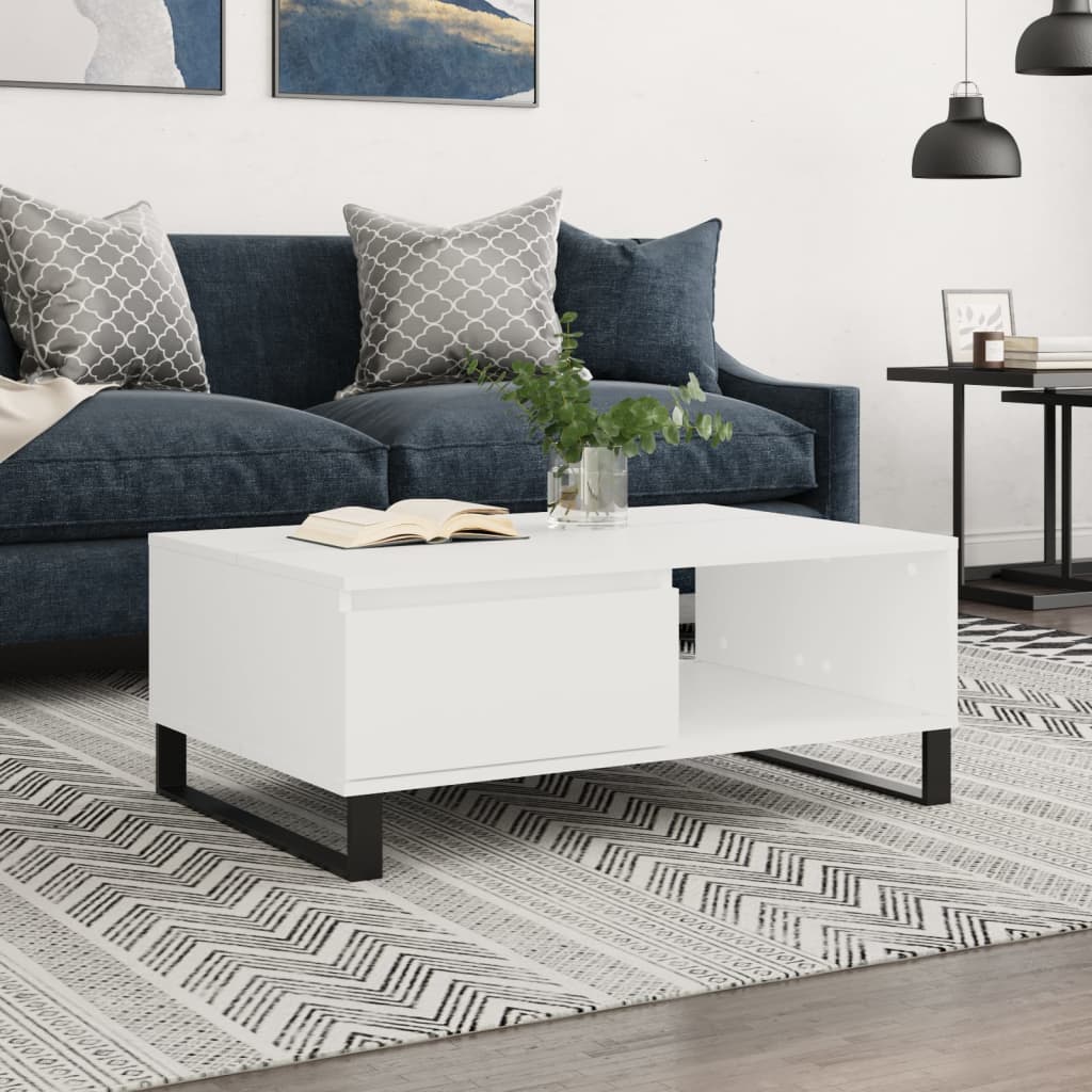 vidaXL Stolik kawowy, biały, 90x60x35 cm, materiał drewnopochodny