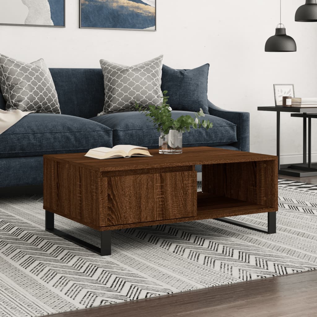 vidaXL Stolik kawowy, brązowy dąb, 90x60x35cm, materiał drewnopochodny