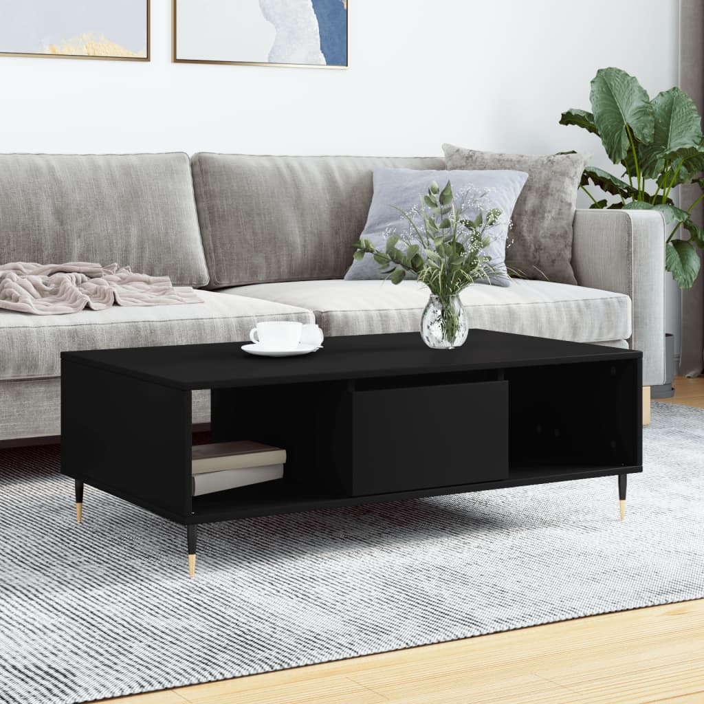 vidaXL Stolik kawowy, czarny, 104x60x35 cm, materiał drewnopochodny