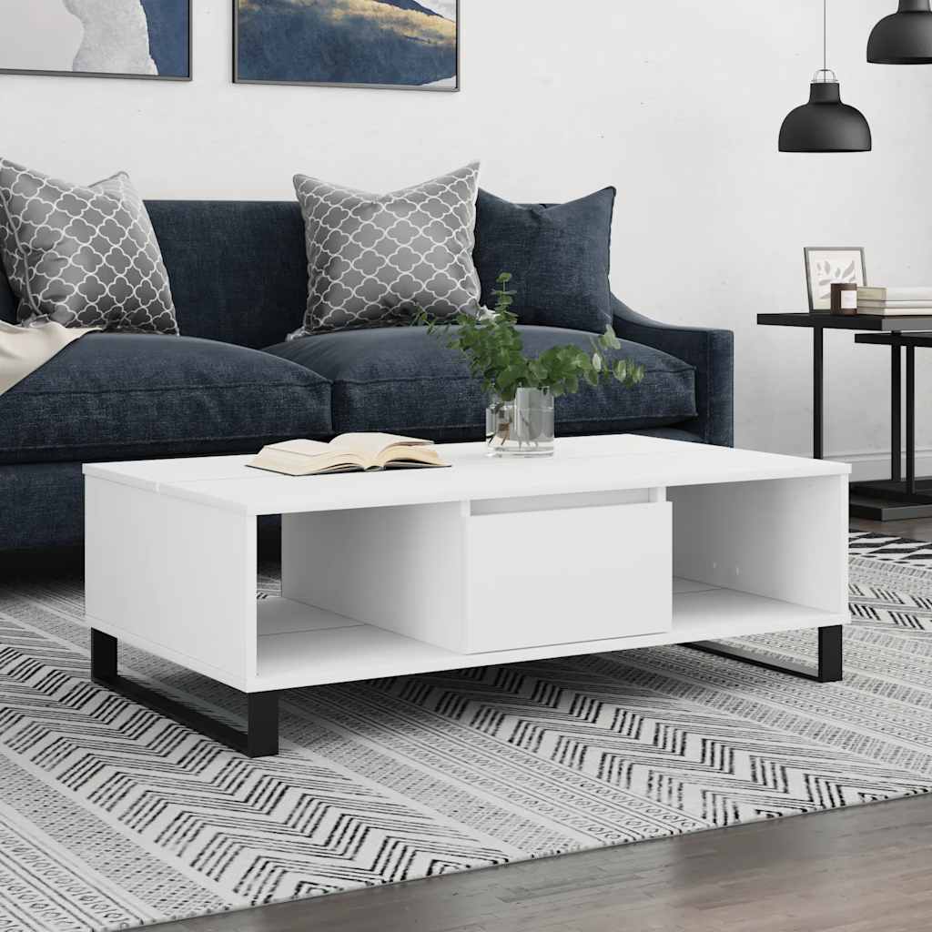 vidaXL Stolik kawowy, biały, 104x60x35 cm, materiał drewnopochodny