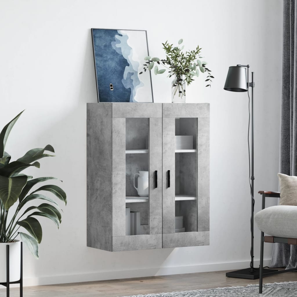 vidaXL Szafka wisząca, szarość betonu, 69,5x34x90 cm