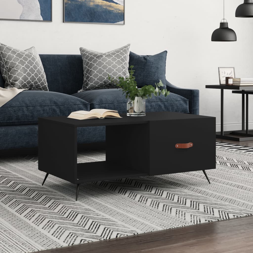 vidaXL Stolik kawowy, czarny, 90x50x40 cm, materiał drewnopochodny