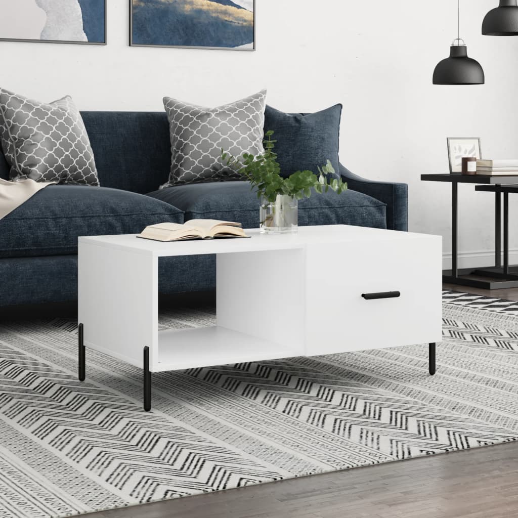 vidaXL Stolik kawowy, biały, 90x50x40 cm, materiał drewnopochodny