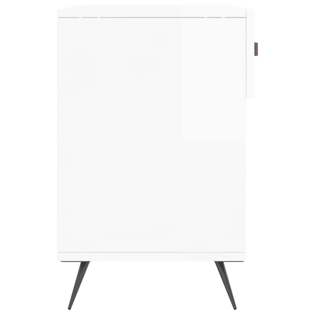 vidaXL Ławka z miejscem na buty, wysoki połysk, biała, 102x35x55 cm