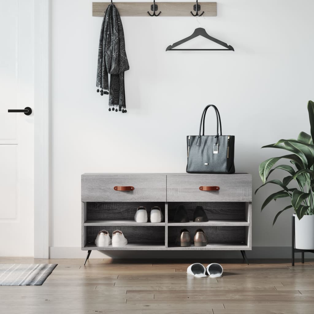 vidaXL Ławka z miejscem na buty, szary dąb sonoma, 102x35x55 cm