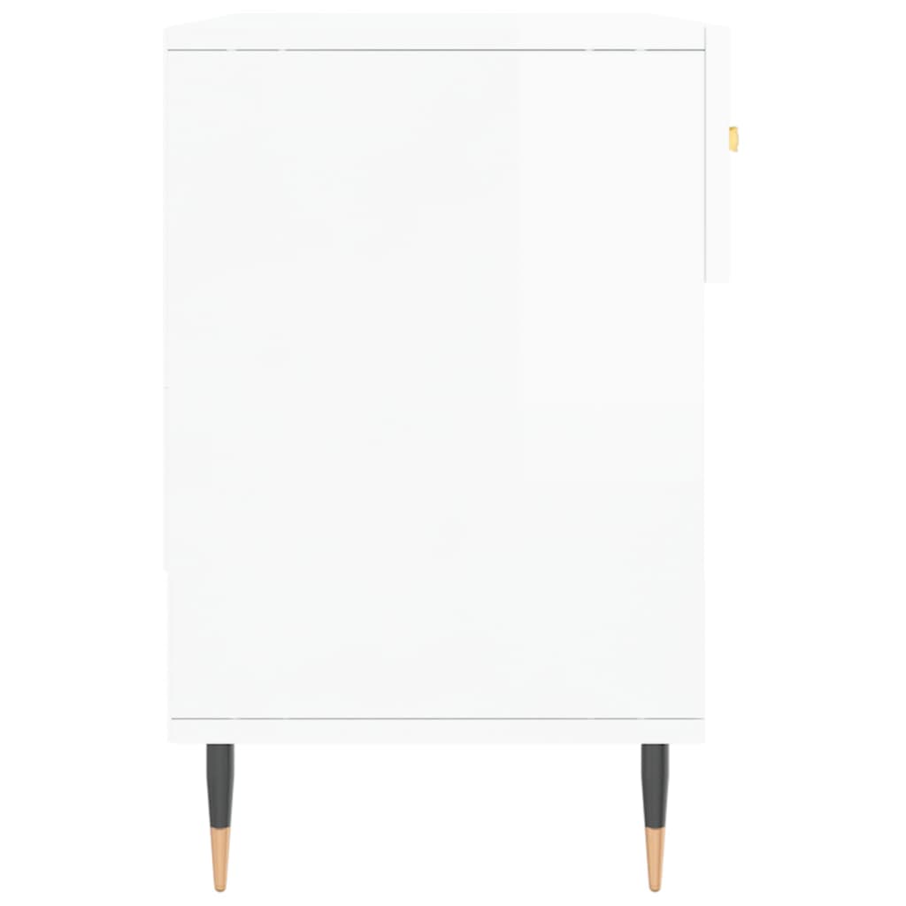 vidaXL Ławka z miejscem na buty, wysoki połysk, biała, 102x35x55 cm