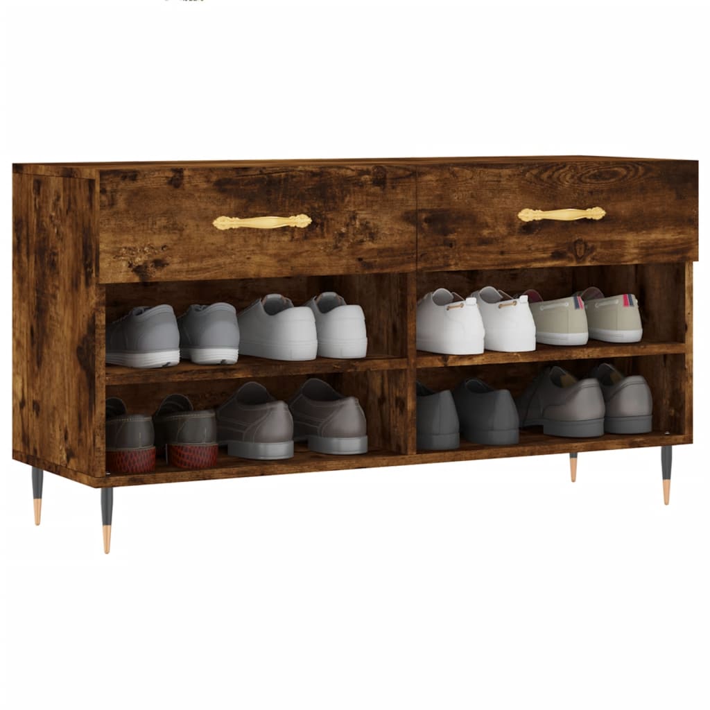 vidaXL Ławka z miejscem na buty, przydymiony dąb, 102x35x55 cm