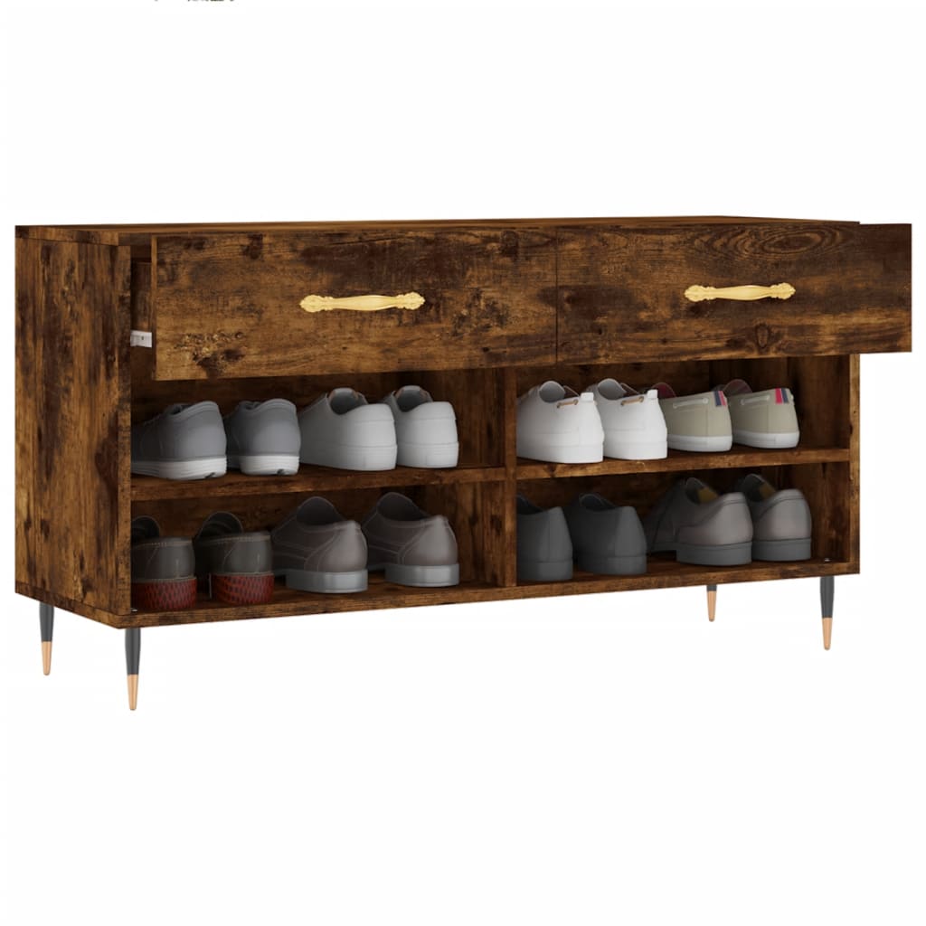 vidaXL Ławka z miejscem na buty, przydymiony dąb, 102x35x55 cm