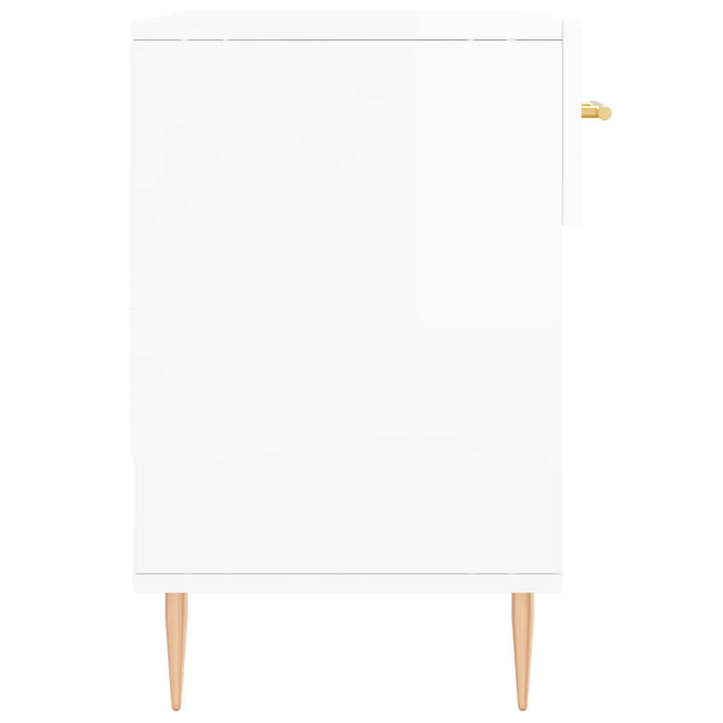 vidaXL Ławka z miejscem na buty, wysoki połysk, biała, 102x35x55 cm
