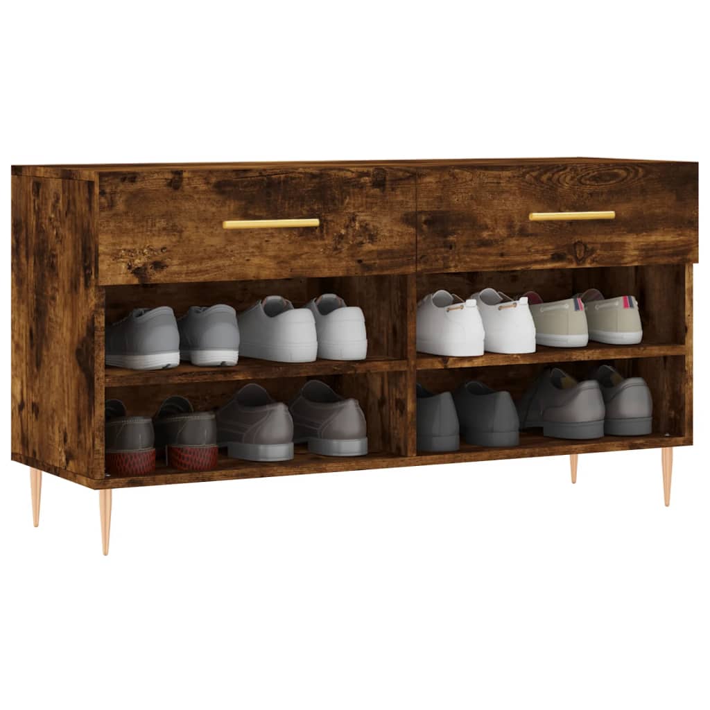 vidaXL Ławka z miejscem na buty, przydymiony dąb, 102x35x55 cm