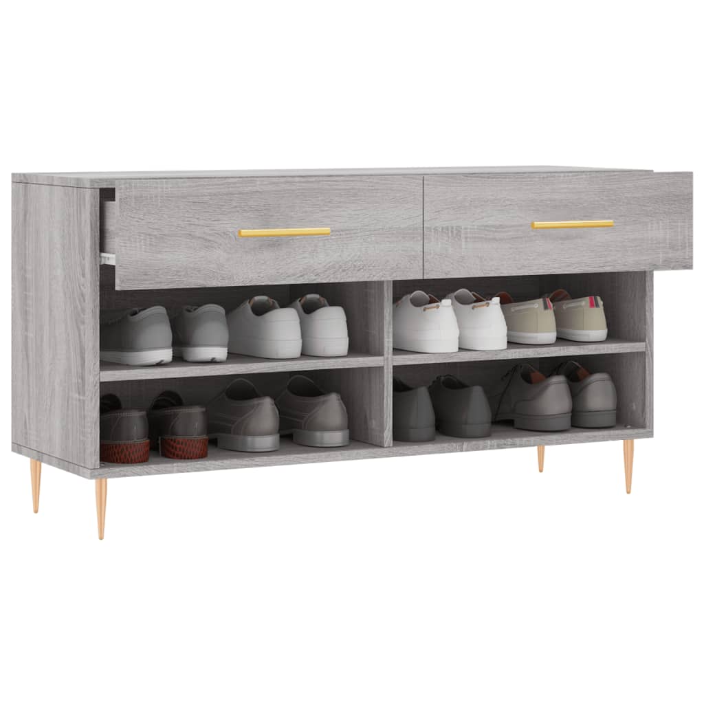 vidaXL Ławka z miejscem na buty, szary dąb sonoma, 102x35x55 cm