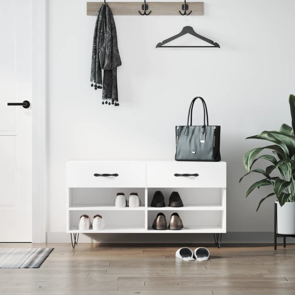 vidaXL Ławka z miejscem na buty, biała, 102x35x55 cm