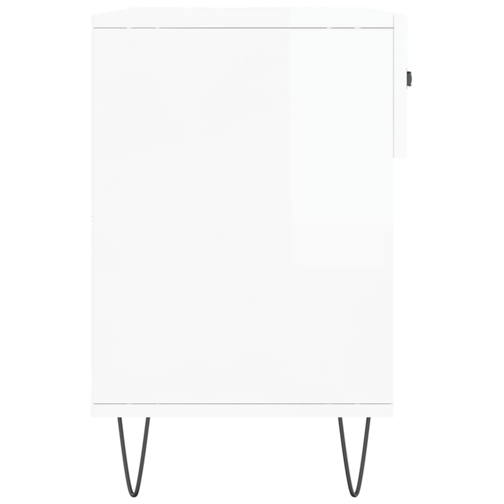 vidaXL Ławka z miejscem na buty, wysoki połysk, biała, 102x35x55 cm
