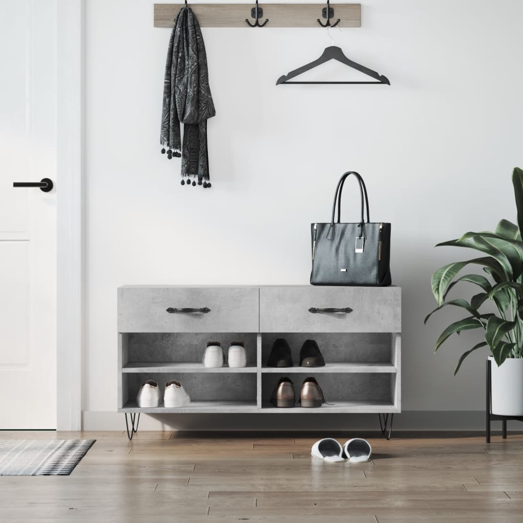 vidaXL Ławka z miejscem na buty, szarość betonu, 102x35x55 cm