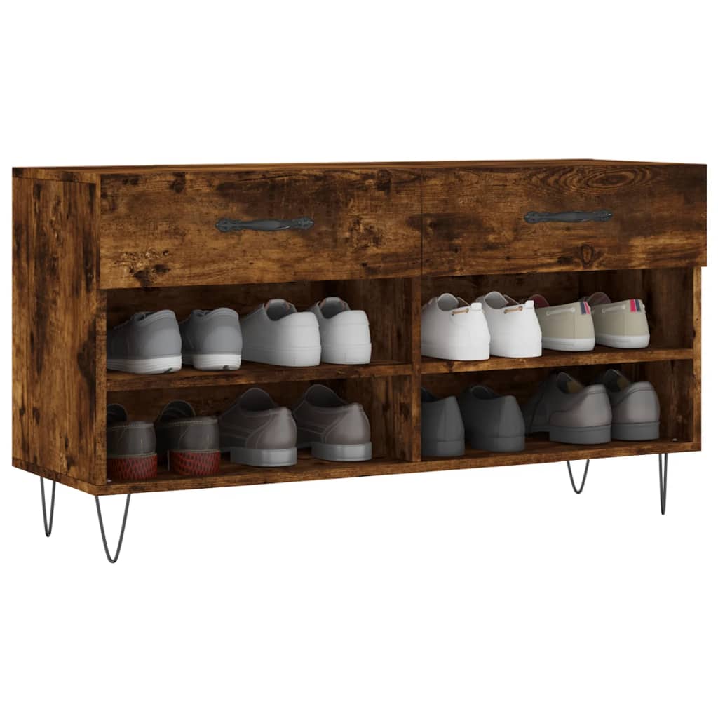 vidaXL Ławka z miejscem na buty, przydymiony dąb, 102x35x55 cm